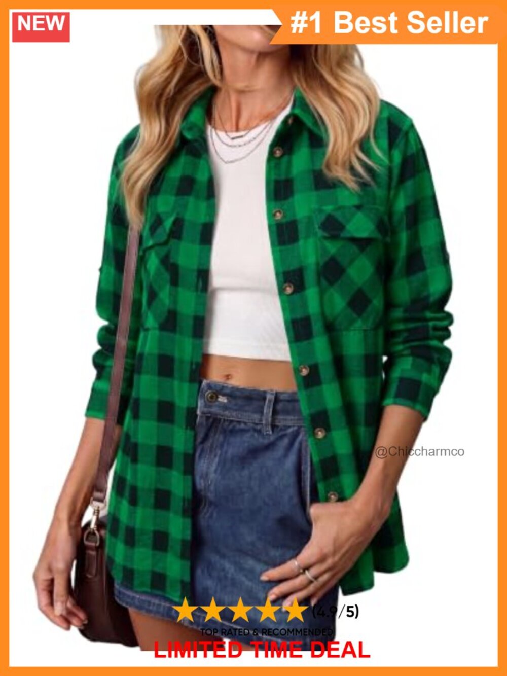 Plaid Flannel Shirt Women Long Sleeve Button Down Oversized